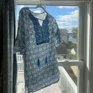 Blue + white 3/4 summer dress